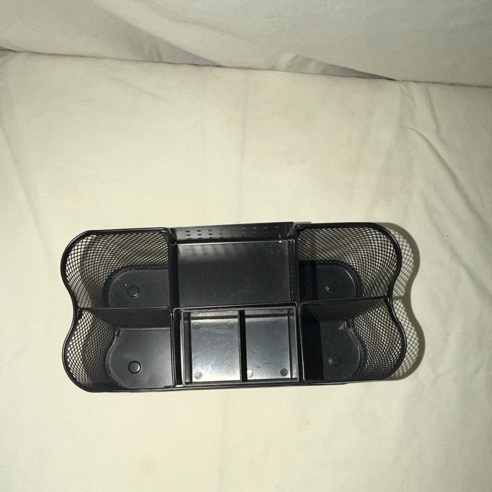 BLACK MESH DESK OFFICE ORGANIZER  PEN/PENCIL HOLDER POST IT NOTE AND DRAWER